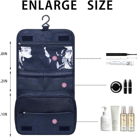 New! Travel Toiletry Bag, Portable Hanging Organizer, Travel-Size Accessories - Picture 4 of 4